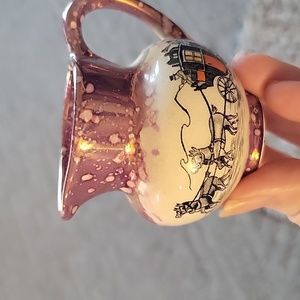 #B Vintage Coach Horse Lusterware Purple Creamer Pitcher Old Castle England 2.5"